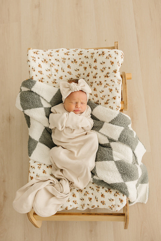 Mebie Baby Green Checkered Plush Blankets