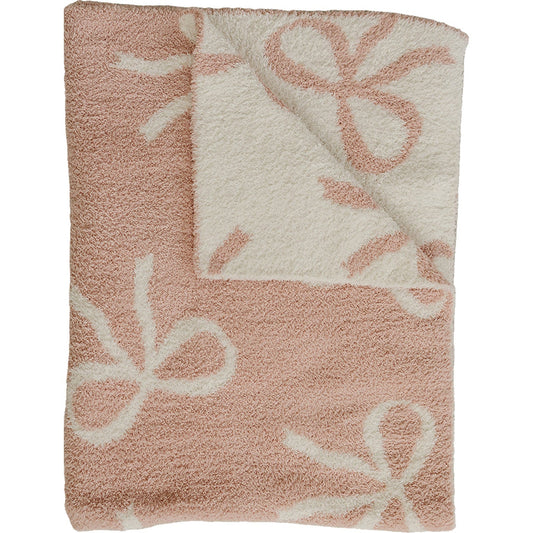 Mebie Baby Pink Bow Plush Blankets