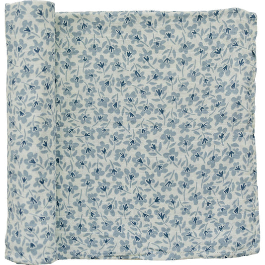 Mebie Baby Blue Blossom Muslin Swaddle Blanket