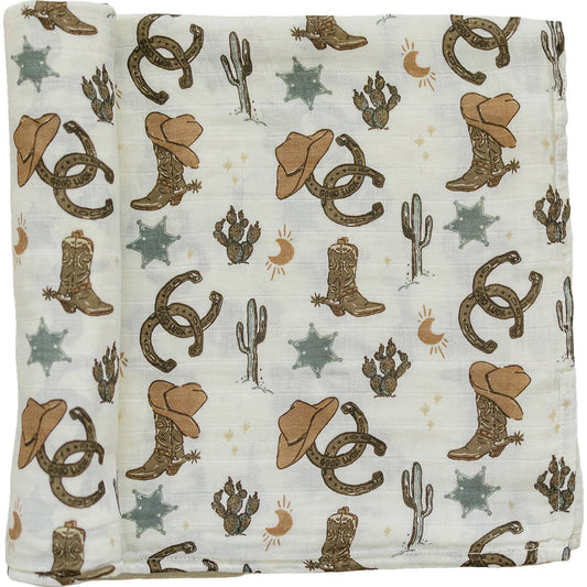 Mebie Baby Outlaw Cowboy Muslin Swaddle Blanket