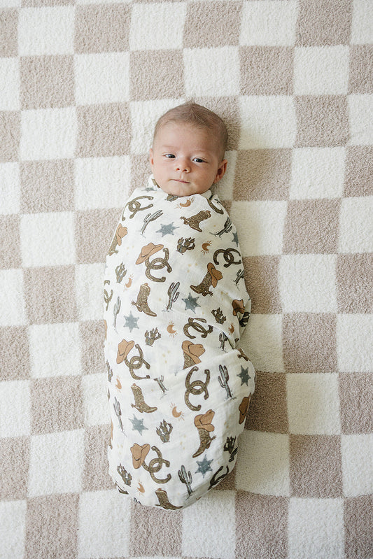 Mebie Baby Outlaw Cowboy Muslin Swaddle Blanket