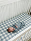 Mebie Baby Muslin Crib Sheet in Dusty Blue Gingham