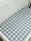Mebie Baby Muslin Crib Sheet in Dusty Blue Gingham