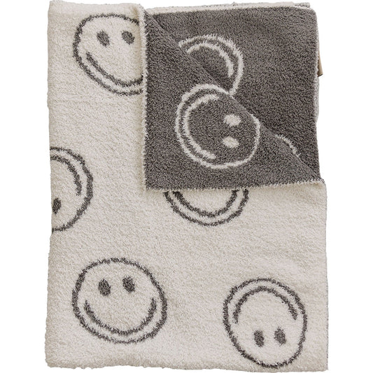 Mebie Baby Charcoal Smiley Plush Blankets