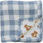 Mebie Baby Dusty Blue Gingham + Teddy Bear Muslin Quilt