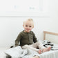 Mebie Baby Organic Long Sleeve Ribbed Bodysuit in Winter Green