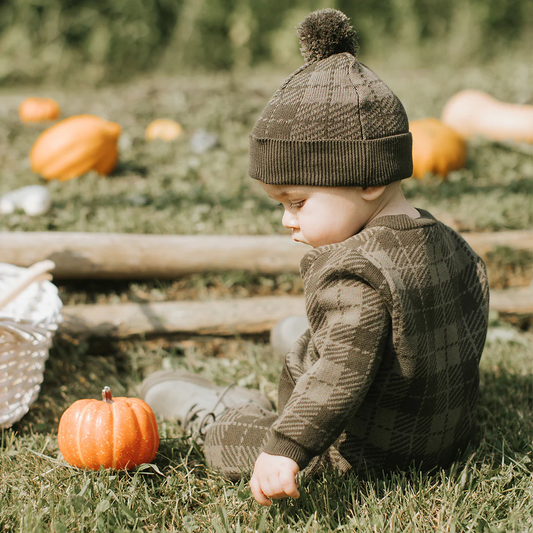 Petit Lem Knit Playsuit in Farm Green Gingham