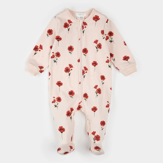 Petit Lem Footed Sleeper in Poppy Print