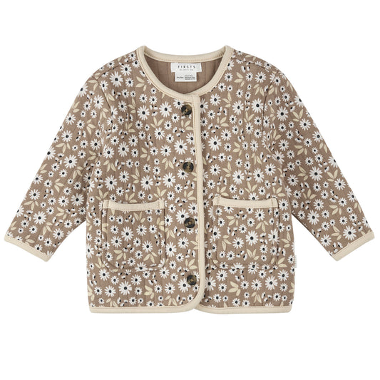 Petit Lem Quilted Cardigan in Sand Dune Floral