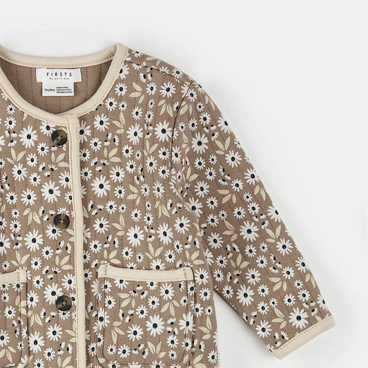 Petit Lem Quilted Cardigan in Sand Dune Floral