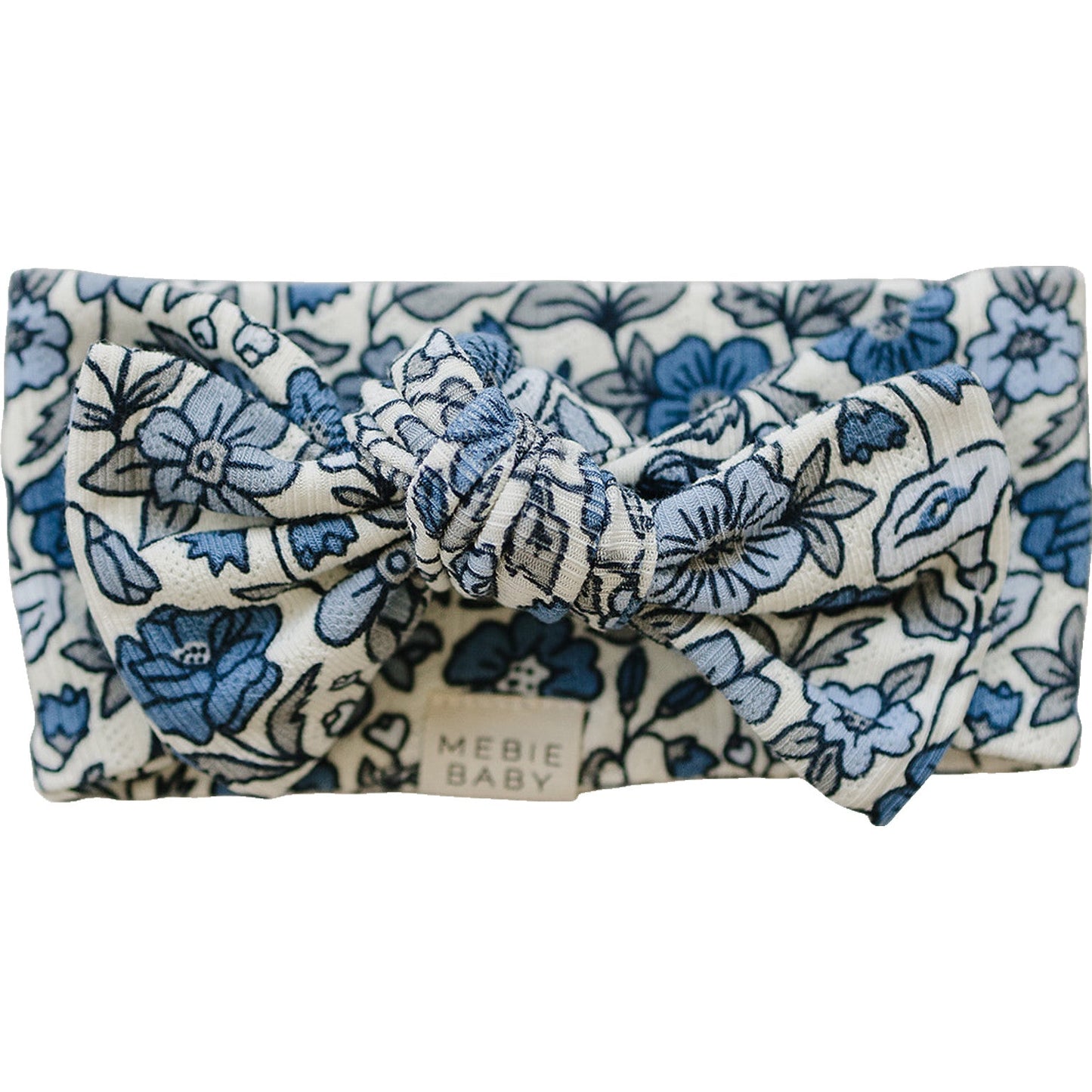 Mebie Baby Head Wrap in Bluebell Pointelle