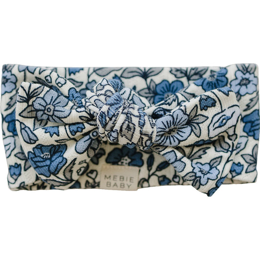 Mebie Baby Head Wrap in Bluebell Pointelle