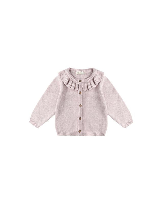 Quincy Mae Ruffle Collar Cardigan in Lilac