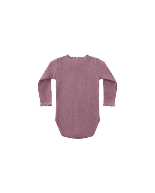 Quincy Mae Long Sleeve Waffle Bodysuit in Mulberry