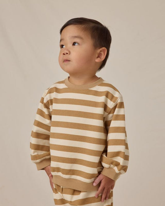Quincy Mae Oversized Crew Sweatshirt in Gold Stripe