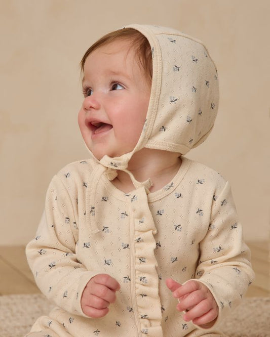 Quincy Mae Baby Bonnet in Blue Ditsy