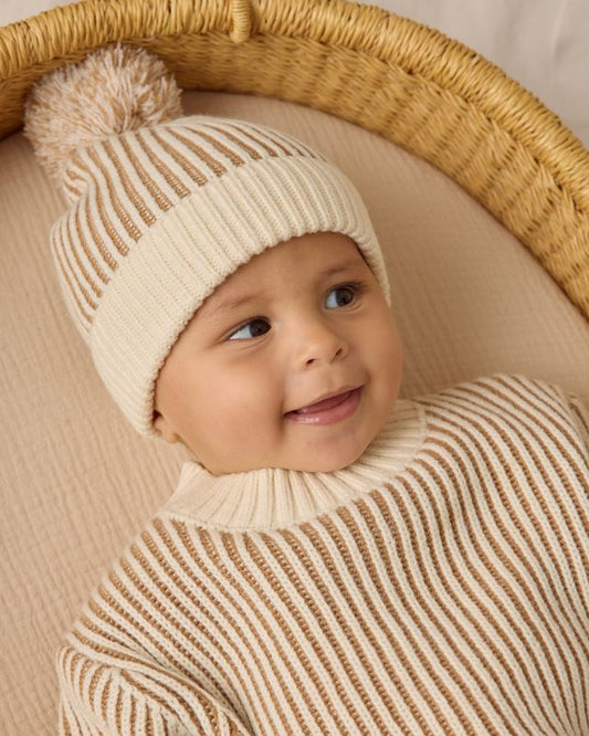 Quincy Mae Knit Beanie in Gold