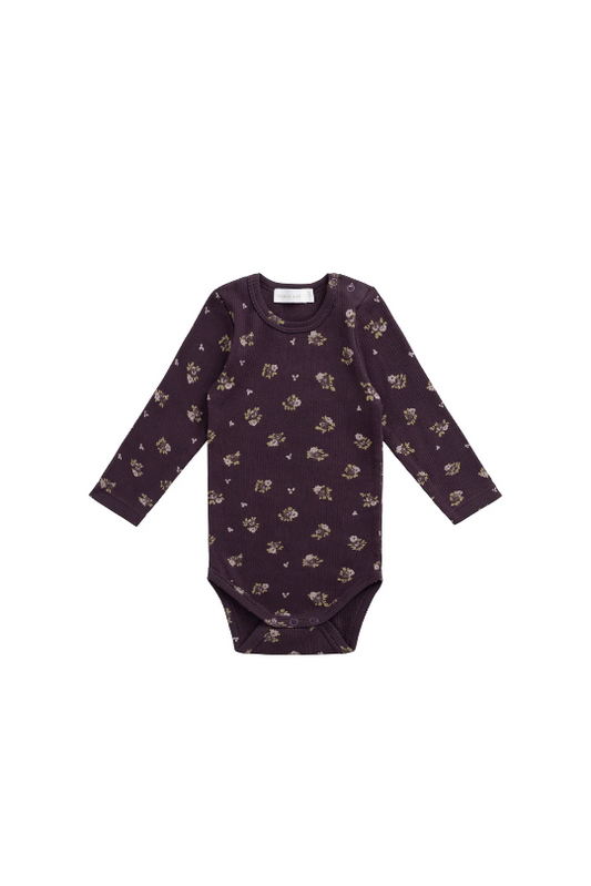Jamie Kay Fine Rib Long Sleeve Bodysuit in Simone Huckleberry