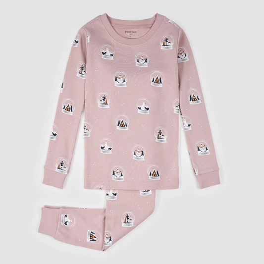 Petit Lem 2 Piece Pj Set in Snow Globes on Violet
