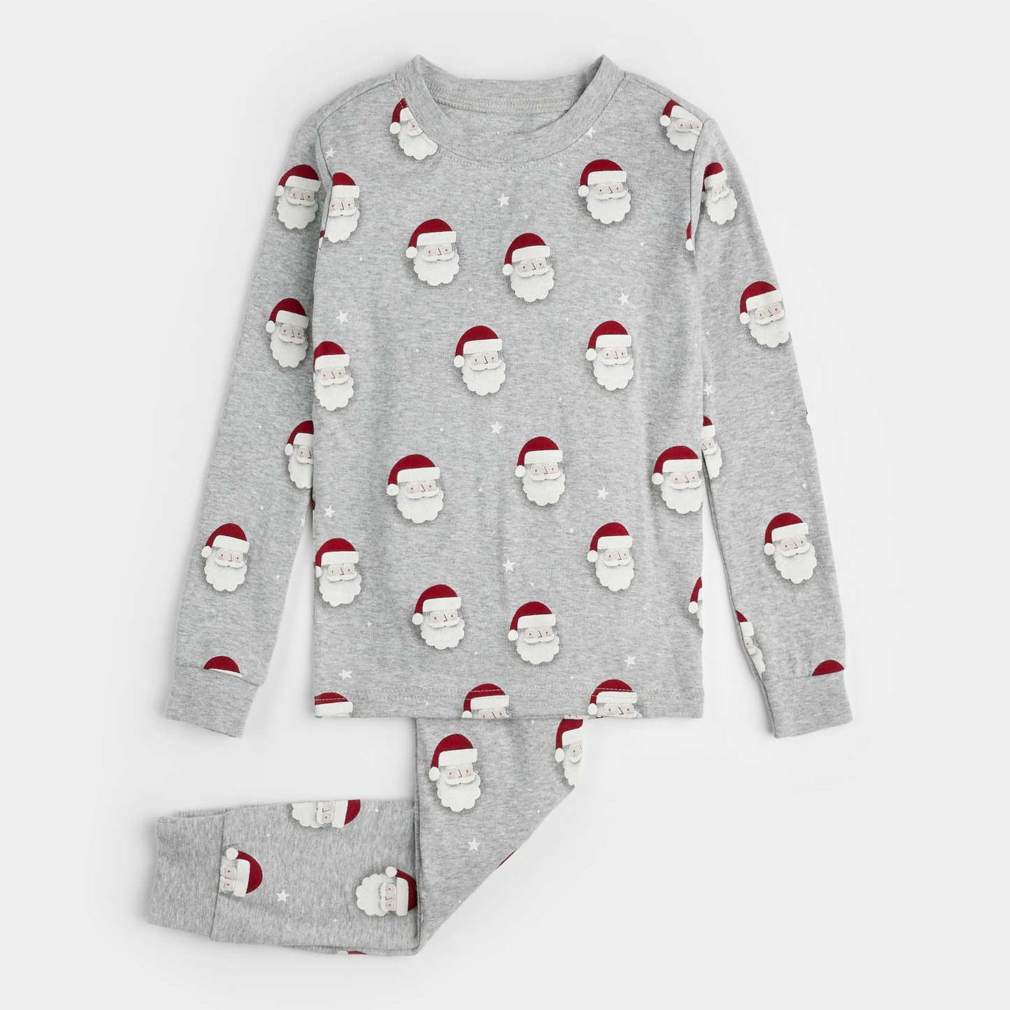 Petit Lem 2 Piece Pj Set in Santa Print on Heather Grey