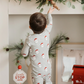 Petit Lem 2 Piece Pj Set in Santa Print on Heather Grey