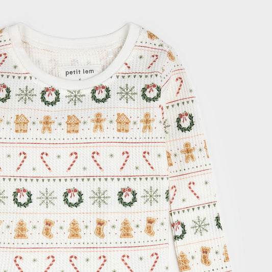Petit Lem 2 Piece Thermal Pj Set in Holiday Treats Fair Isle