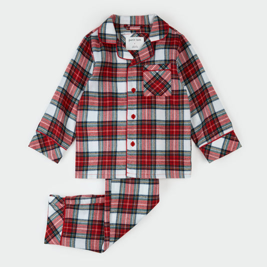 Petit Lem 2 Piece Flannel Pj Set in Red Tartan Plaid