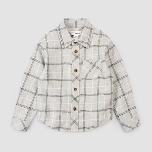 Miles the Label Light Grey Plaid Flannel Button Down