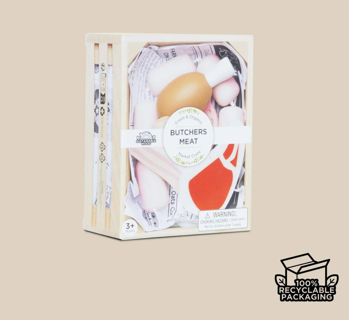Le Toy Van Wooden Market Crate - Butcher’s Meat