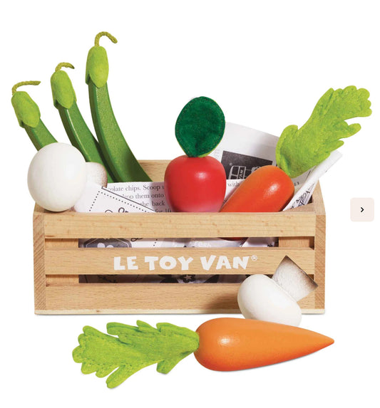 Le Toy Van Wooden Market Crate - Harvest Vegetables