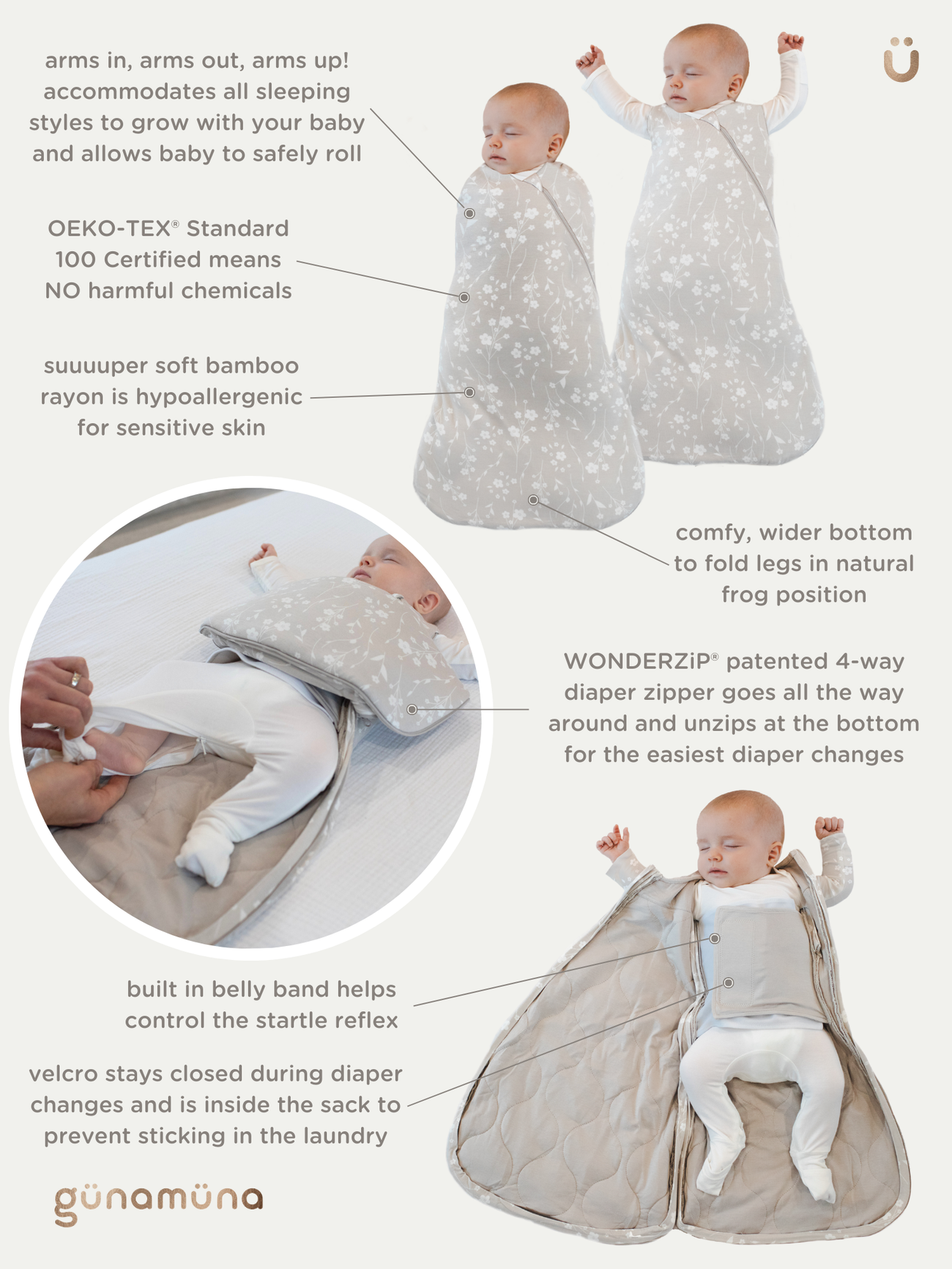 Günamüna 1.0 TOG Slumber Swaddle in Goose
