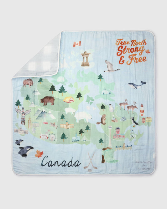 LouLou Lollipop Muslin Quilted Blanket in Canada Print