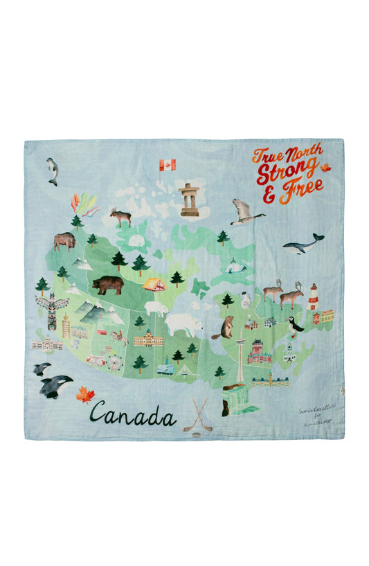 LouLou Lollipop Muslin Swaddle in Canada Print