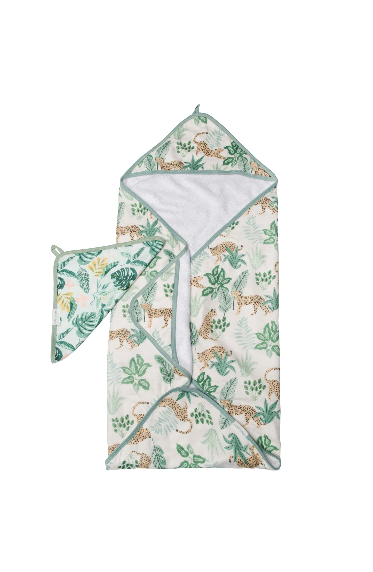 LouLou Lollipop Muslin Cotton Hooded Towel Set in Safari Jungle