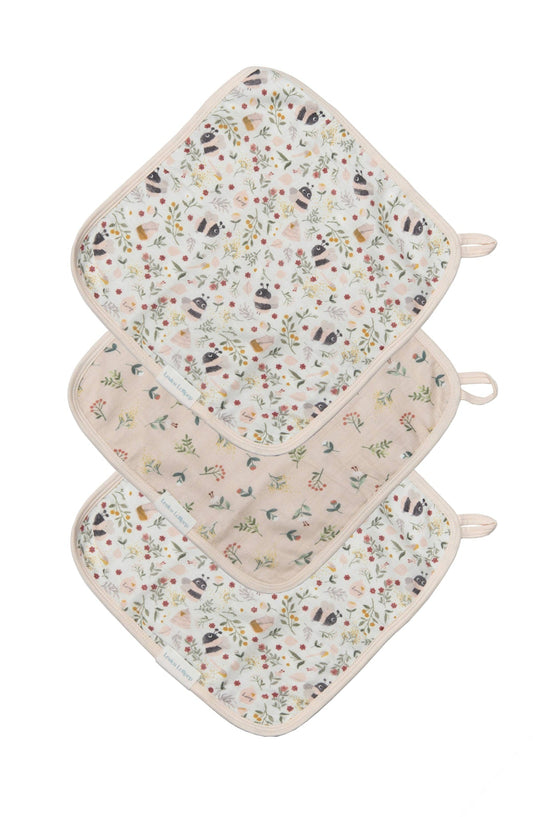 Muslin Cotton 3 Piece Washcloth Set in Bumblebees