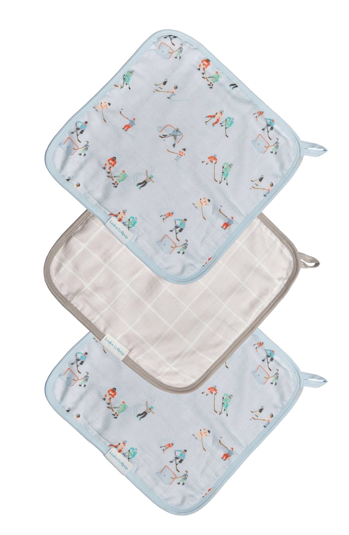 Muslin Cotton 3 Piece Washcloth Set in Ice Hockey