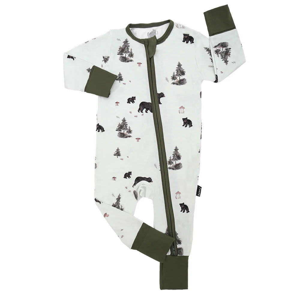 Belan J Footless Bamboo Sleeper in Black Bears