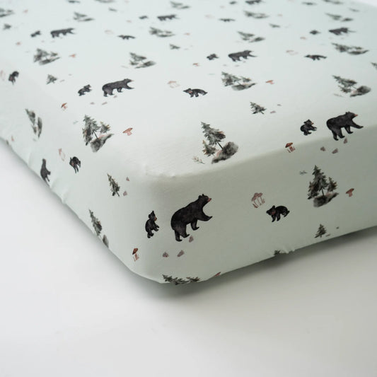 Belan J Bamboo Fitted Crib Sheet in Black Bears