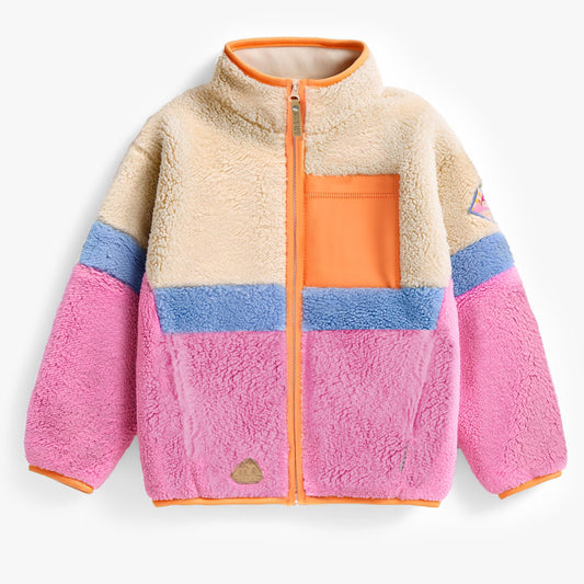 Souris Mini Colourblock Plush Jacket in Pink