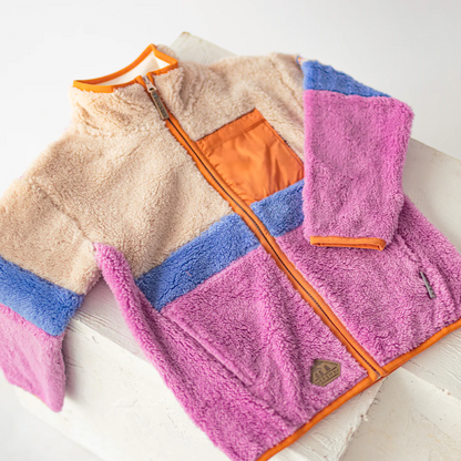 Souris Mini Colourblock Plush Jacket in Pink