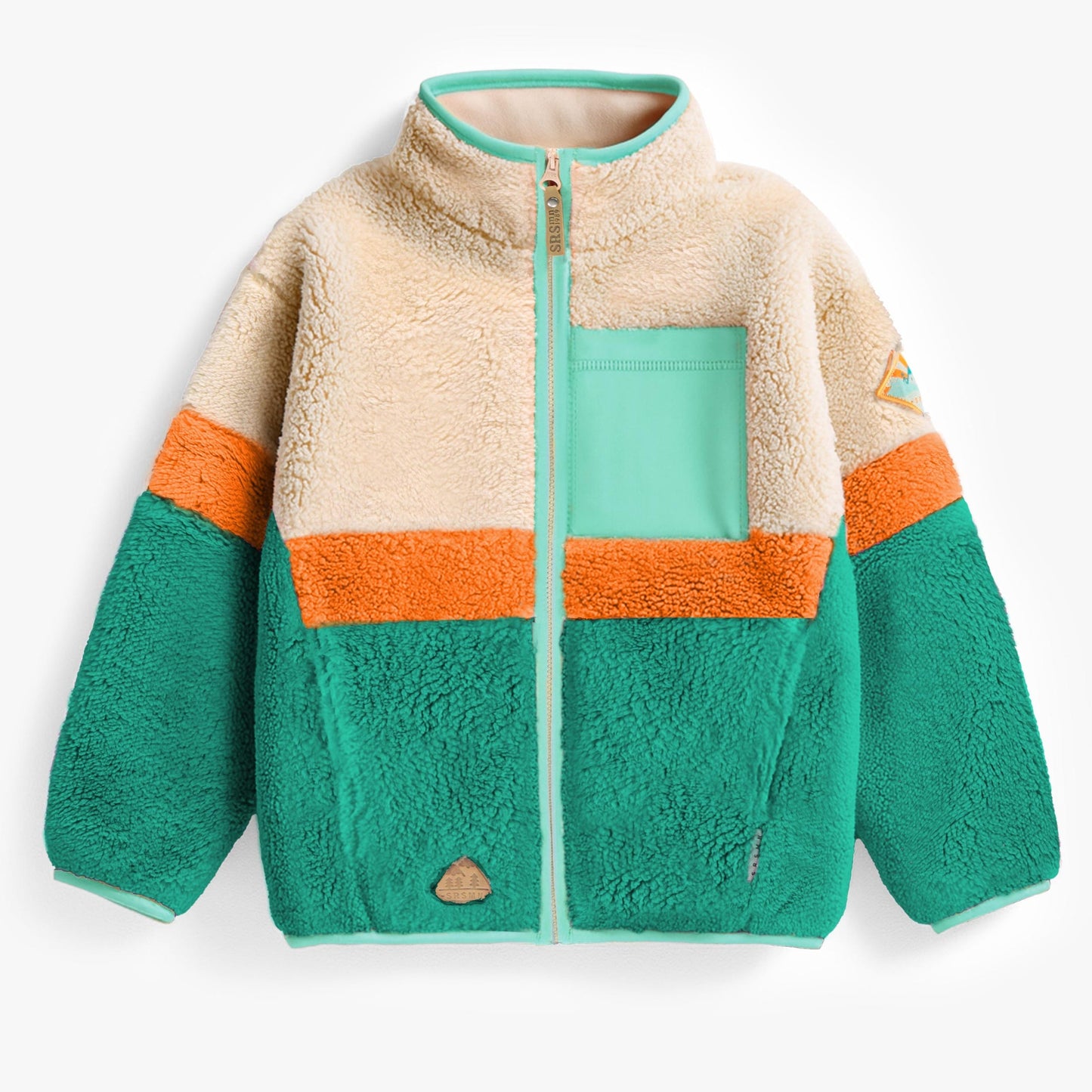 Souris Mini Colourblock Plush Jacket in Blue