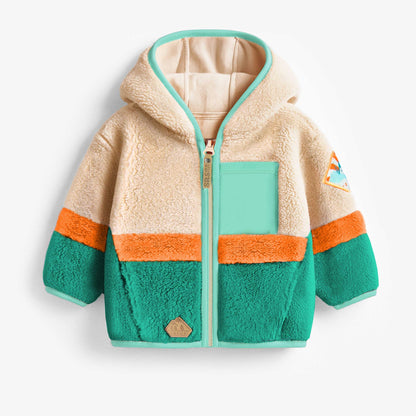 Souris Mini Colourblock Plush Jacket in Blue