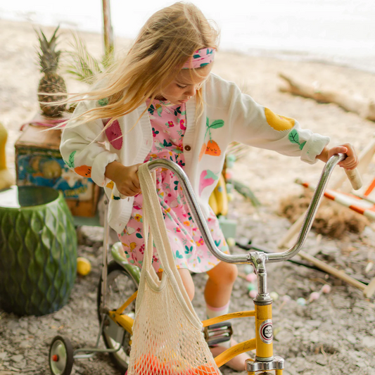 Souris Mini Cream Knit Cardigan with Fruit Print