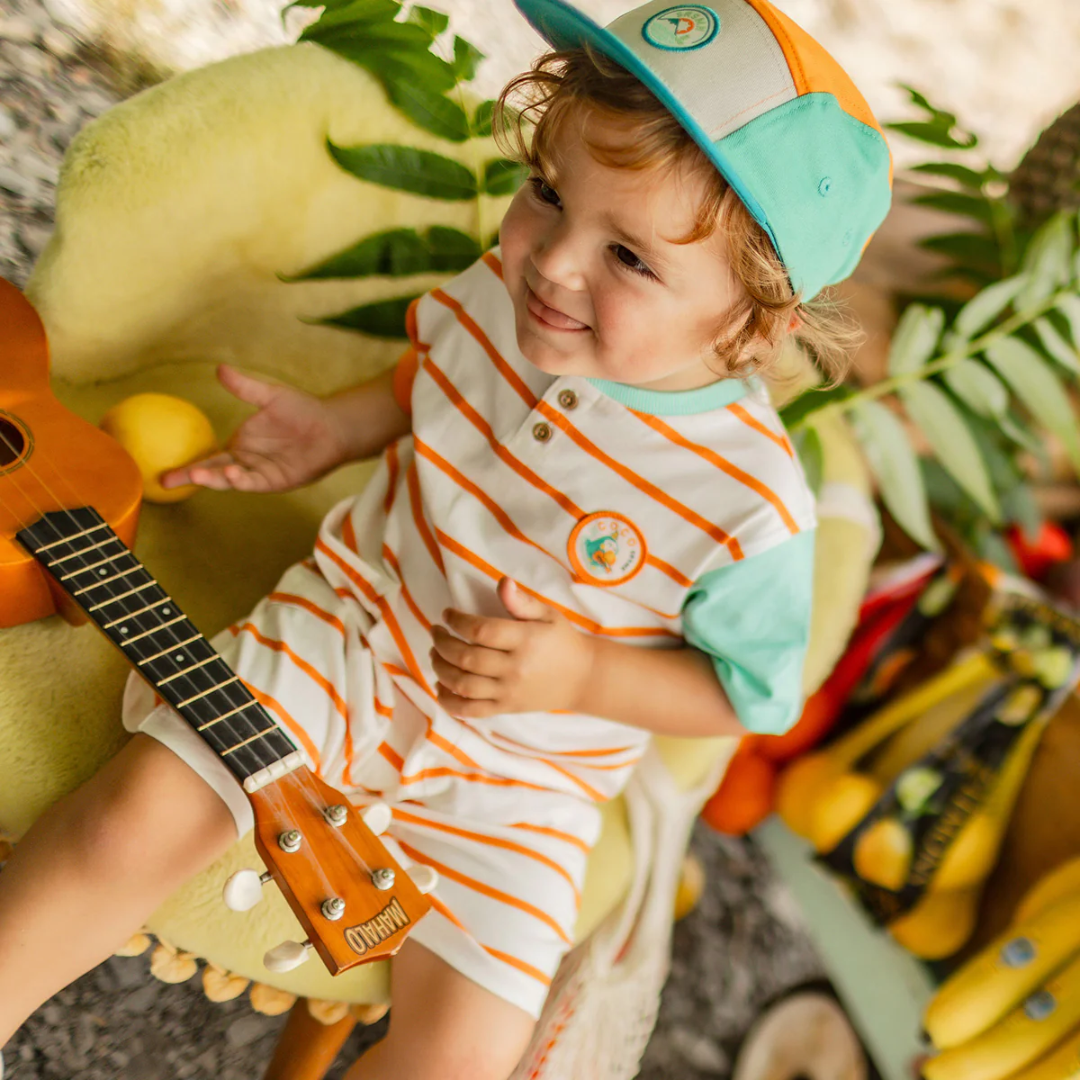 Souris Mini Cream and Orange Stripe Romper