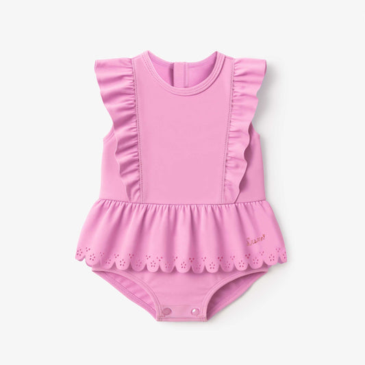 Souris Mini One Piece Ruffle Baby Swimsuit in Pink