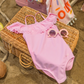 Souris Mini One Piece Ruffle Kids Swimsuit in Pink