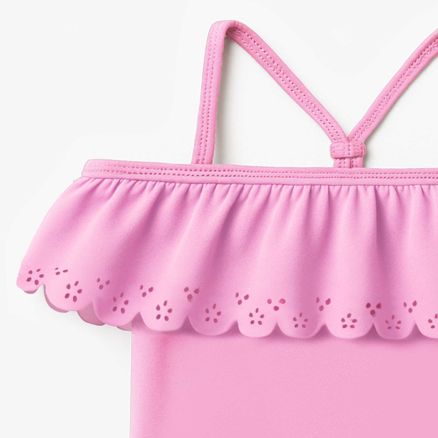 Souris Mini One Piece Ruffle Kids Swimsuit in Pink