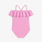 Souris Mini One Piece Ruffle Kids Swimsuit in Pink