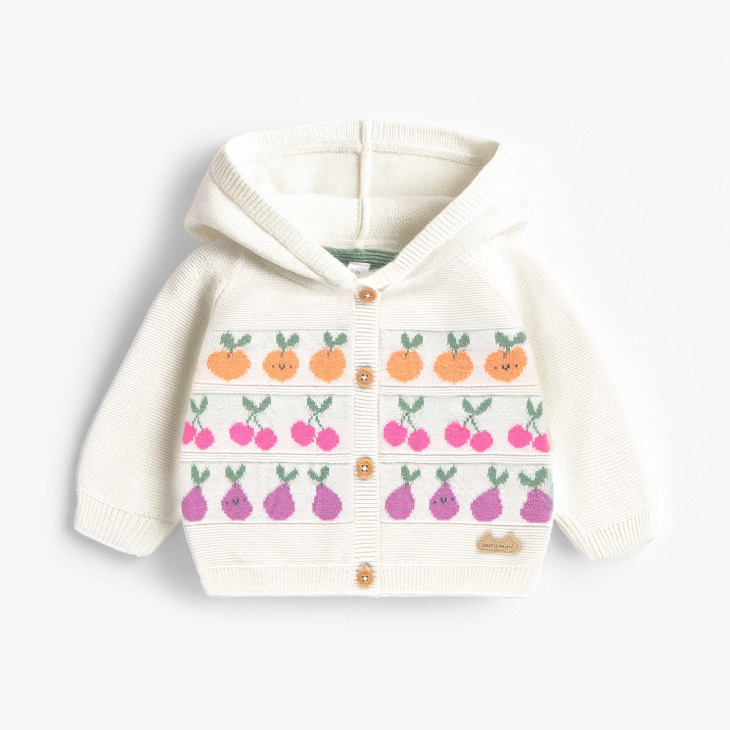 Souris Mini Cream Knit Baby Girl Fruit Cardigan