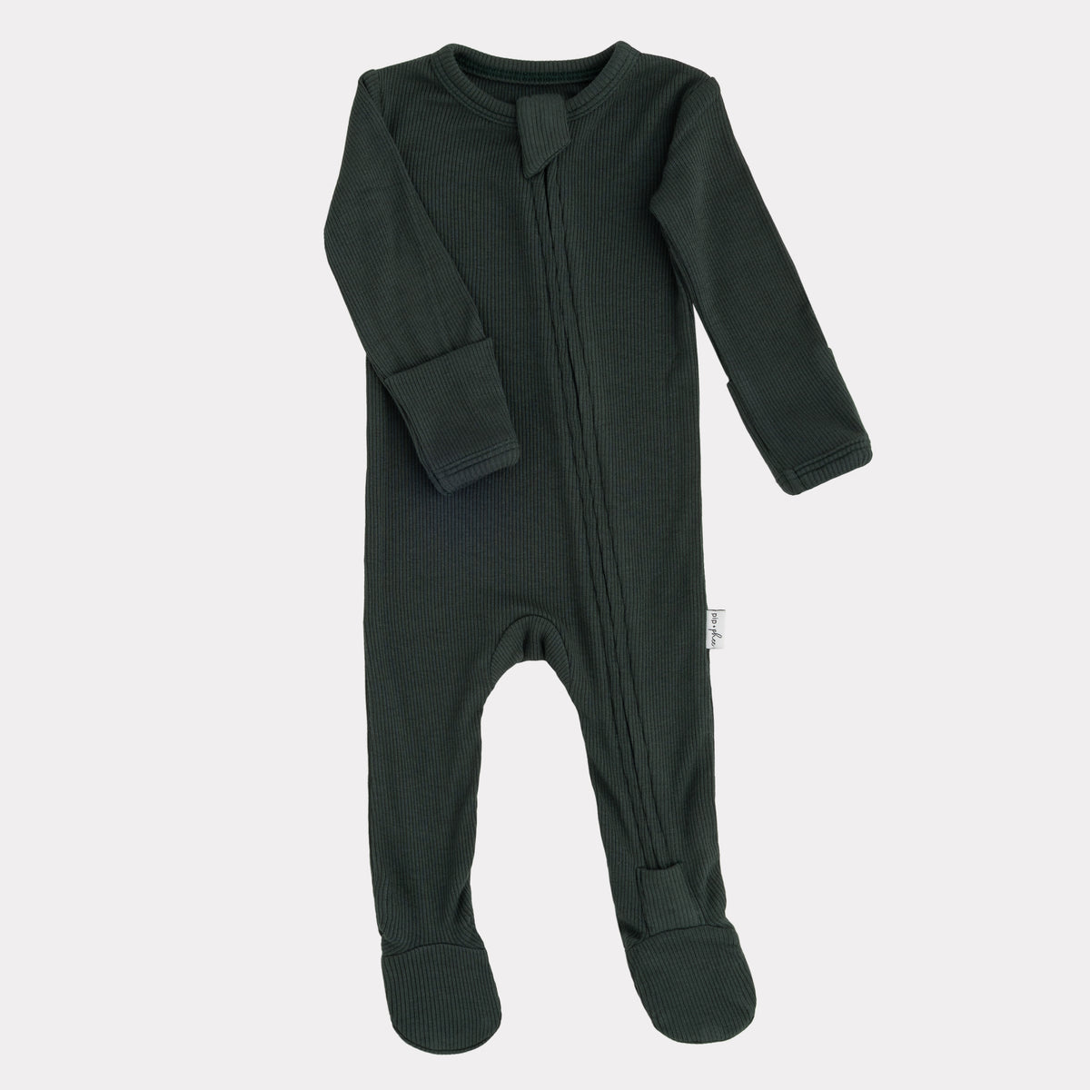 Pip + Phee Ribbed Bamboo Footed Sleeper in Hunter